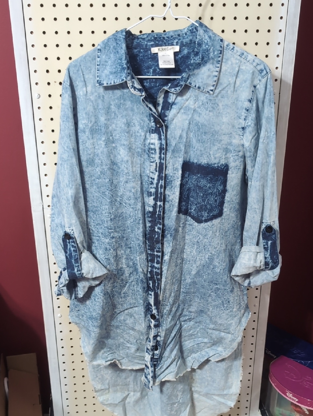 K Jordan Blue Acid-Wash Denim Shirt-dress